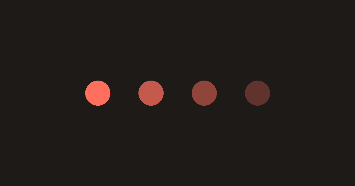 Four coral pulse dots fading in strength on a charcoal ground.